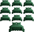 IR Imperial Rooms 10 Pack Twin Quilt Bedding Set (68" x 86") - Bulk Wholesale for Hotels, Guest Bedroom & Airbnbs - Lightweight Microfiber Reversible Floral Embossed Quilts Bedspreads (Emerald)