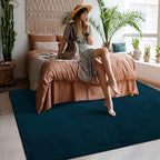 Softlife Navy Blue 4x6 Area Rug for Bedroom Living Room, Solid Non-Slip Fluffy Carpet with Soft Low Pile for Kids Boys Girls, Machine Washable Fuzzy Aethetic Rugs Home Dorm Decor