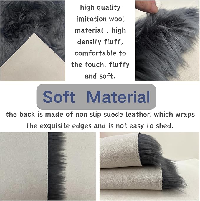 Liyee12 inch Grey Square Faux Fur Rug, Small Product Photography Background, Perfect for Jewelry, Mini Bags, Nail Art, Small Vases and Other Desktop Photography (1pcs Grey)