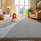 Keeko 4x6 Grey Area Rugs for Bedroom, Soft Modern Living Room Rug Indoor Non Slip Low Pile Washable Rug Fluffy Fuzzy Memory Foam Carpets Throw Rugs for Kids Nursery Classroom Dorm Room Decor