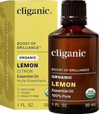 Cliganic USDA Organic Lemon Essential Oil (1oz) - 100% Pure & Natural | Undiluted, for Aromatherapy, Household Cleaning | Non-GMO Verified