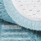 OLANLY Light Blue Round Rugs for Bedroom - Machine Washable, 7 ft Circle Area Rugs for Living Room, Soft and Fluffy Shaggy Carpet for Teen Girl and Boys, Nursery Rooms, Dorms, Home Decor Aesthetic