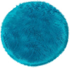 3ft Small Round Blue Rug,Thick Furry Fluffy Carpet for Teen,Sheepskin Fur Shaggy Circular Rug for Indoor Bedroom Room Living Room Nursery Decor Chair
