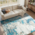 CRYPTOLITE Area Rugs 9x12 Rug for Living Room Abstract Washable Rug with Non-Slip Backing Low Pile Area Rugs for Bedroom, Dining Room, Blue