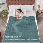 yescool Weighted Blanket for Adults (17 lbs, 60" x 80", Teal) Cooling Heavy Blanket for Sleeping Perfect for 160-180 lbs, Queen Size Breathable Blanket with Premium Glass Bead, Machine Washable