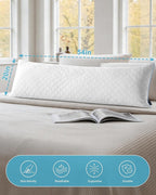 YZ HOME Long Body Pillow for Adults - Firm Body Pillow Insert with Shredded White Memory Foam, Adjustable Height, Soft Support for Side Sleeping, Pregnant Women, Washable (White, 20x54 Inch)