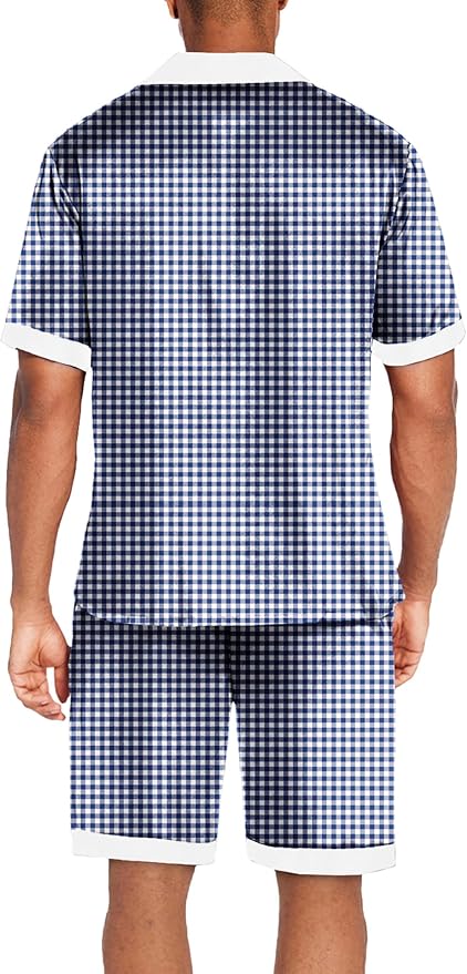 Ekouaer Men Satin Silk Pajamas Set with Pockets Sleepwear Shorts Satin Summer Loungewear 2 Piece Button Down Set S-3XL