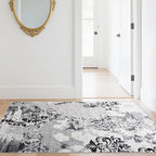 CRYPTOLITE Abstract Area Rug Washable Rug with Non-Slip Backing Low Pile Area Rugs for Living Room, Bedroom, Dining Room,4x6, Grey