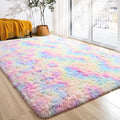 Softlife Area Rug for Living Room, Fluffy Shag Plush 6x9 Rainbow Rugs for Bedroom Girls Kids, Shaggy Soft Fuzzy Tie Dyed Large Carpet for Dorm Bedside Ultra Cozy Non-Slip Indoor Decor