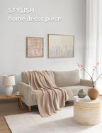YnM Chunky Cotton Knit Throw Blanket, Cable Knit Throws for Bed Couch Sofa, Comfy & Relaxing, Decorative Piece for Farmhouse Modern Boho Rustic Scandinavian Chic Vibe, Beige 60x80 Inches