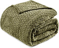 Exclusivo Mezcla Fleece King Size Blanket for Bed, 90x104 Inches Soft Cozy Jacquard Flannel Blankets, Lightweight Fuzzy Plush Warm for Women, Olive Green