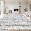 XLUEZ Area Rug 10x12 Living Room Rugs, Machine Washable Vintage Distressed Boho Area Rug Non-Slip Soft Low Pile Large Indoor Rugs for Bedroom Kitchen Dining Room Office(Light Blue,10'x12')