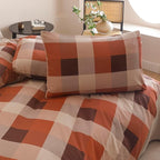 CLOTHKNOW Rust Khaki Plaid Twin Comforter Set Gingham Buffalo Bedding Comforter Sets Checker Comforter Soft Lightweight Fluffy