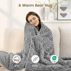 Sherpa Fleece Adult Weighted Blanket Great for Sleep, 15 lbs Dual Sided Soft Fuzzy Heavy Blankets for Couch Bed Sofa, Cozy Warm Fluffy Arched Jacquard Throw for Winter (Grey, 48" x 72", 15 Pounds)