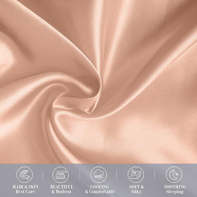 Elegant Comfort 6-Pack Silky Smooth Viscose Satin Pillowcase Set with Hidden Zipper Closure, Dusty Rose, Standard/Queen, 20" x 30"