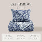BLOOMHAVEN Quilt Set Twin Size, Oxford Blue Floral Quilt Sets, Reversible Bedspread Lightweight and Breathable for All Seasons, Soft Quilted Bedspread with 1 Pillow Sham