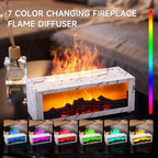 TMEHM Fireplace Flame Air Diffuser Humidifier,7 Colors Aromatherapy Essential Oil Diffuser,Ultrasonic with Timer for Home,Bedroom,Office,Yoga (White Marble)