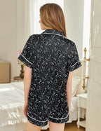 Silk Pajamas for Women Short Sleeve Sleepwear Soft Button Down Loungewear 2 Piece Satin Pjs Shorts Set S-XXL