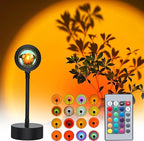 Sunset Lamp Projector, Sunset Light with 16 Colors Changing Projector LED Lights Floor Lamp Room Decor Night Light for Party Bedroom Decor, 360 Degree Rotating Rainbow Sunlight Lamp