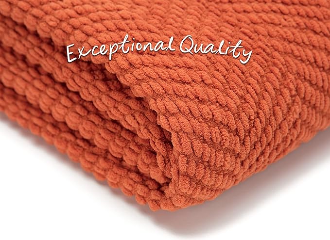 Chanasya Premium Textured Knit Throw Blanket with Tassels - Soft, Cozy Blanket for Couch, Bed, Living Room - 50" x 65” - Rust