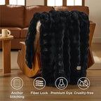 Bedsure GentleSoft Fluffy Fuzzy Twin Blanket, Soft Cozy Fleece Faux Fur Blanket, Pink Decorations Minky Velvet Couch Cover, Thick Warm Plush Women Men Birthday Gifts, 870GSM, Black