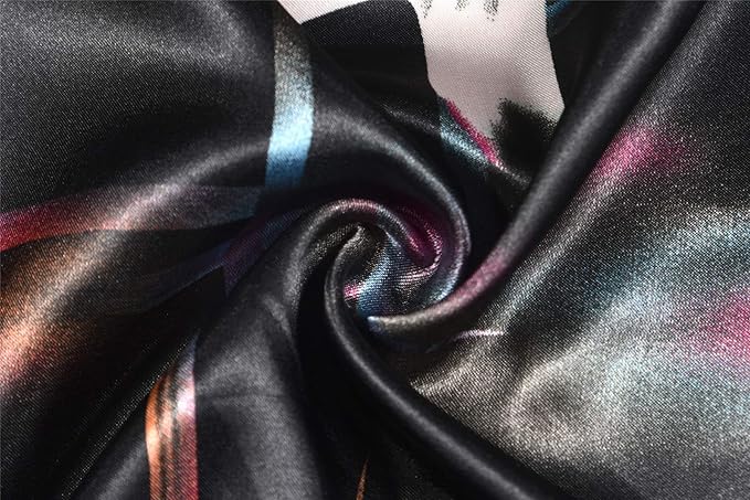 Valennia Women Long Silky Bathrobe Satin Kimono Robe Floral Printed Dressing Gown Sleepwear
