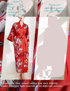 Aensso Long Soft Lightweight Silky Kimonos Robes for Women, Luxury Japanese Floral Womens Kimono Robe