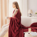 NEWCOSPLAY Super Soft King Blanket Red Premium Silky Flannel Fleece 3D Heart Checkered Lightweight Bed Blanket All Season Use (Red Heart, King(90"x110"))