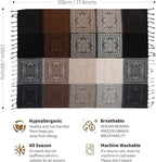 Boho Throw Blanket, Chenille Jacquard Tassels Throw Blankets for Bed Couch Soft Chair， Bohemian Fringe Tassels (Black, Large 86 * 102Inches)