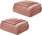 Nestl Rose Throw Blanket for Couch - Cozy Warm Fuzzy Blankets for Women, Set of 2 Small Fleece Throws for Girls - Misty Rose, 50 x 60 Inches