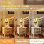 Birthday Gifts for Women Mothers Day Gifts/ for MomTable Lamp, 3 Color Crystal Flower Bedside Lamps Infinitely Dimming with USB Charge Small Night Light,Nightstand Touch Lamp for Bedroom (pink-tulip)