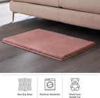 Home-Complete Faux Fur Bath Mat – 21x34-Inch Nonslip Jacquard Faux Fur Washable Rug for Bathroom or Kitchen, Mauve