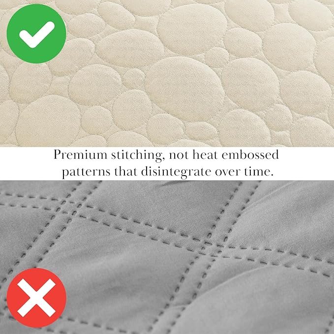 Southshore Fine Living, Inc. Oversized Quilt Bedding Set Lightweight, Prewash Fabric Soft Coverlet Bedspread 3-Piece with Two Matching Shams (98 in Wide x 98 in Long), Full/Queen, Pebble Cream