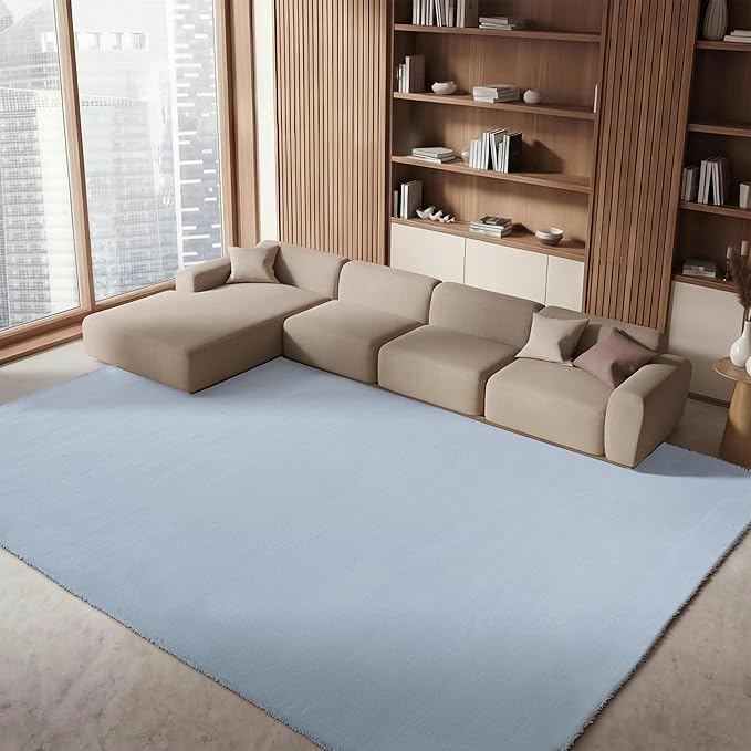 SAFAVIEH Washable Rug Faux Rabbit Fur Shag Collection - 8' x 10', Silver, Slip Resistant & Easy Cleaning, Ideal for Living Room, Bedroom, Dining Space (FRF976G)