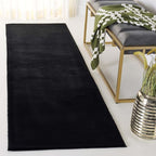 SAFAVIEH Washable Rug Faux Rabbit Fur Shag Collection - 2'3" x 10' Runner, Black, Slip Resistant & Easy Cleaning, Ideal for Living Room, Hallway, Foyer, Nursery, Bedroom (FRF100Z)