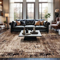 Area Rug 5x7 Washable Rugs Modern Abstract Area Rug Soft Non-Slip Non-Shedding Faux Wool Stain Resistant Floor Carpets for Living Room Bedroom Dining Room Kids Room Home Office (Brown)