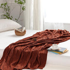 Aormenzy Red Brown Knit Throw Blanket - Cable Knit Decorative Soft Cozy Blanket for Sofa Couch Bed, 50" x 60"