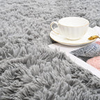 ISEAU Fluffy Dorm, College, Apartment, Bedroom Rug, 4 x 6 Feet Shaggy Area Rugs Floor Mat for Living Room Fuzzy Carpet Comfy Nursery Mats Bedside Kids Boys Room Home Decor, Grey