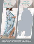 Aensso Long Soft Lightweight Silky Kimonos Robes for Women, Luxury Japanese Floral Womens Kimono Robe