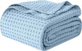 Elegant Comfort Premium 100% Cotton Waffle Blanket - Lightweight Breathable Waffle Weave Bed Blanket - Soft and Warm All Season Blanket for Couch, Sofa and Bed, TwinXL Size 68x90 Inches, Light Blue