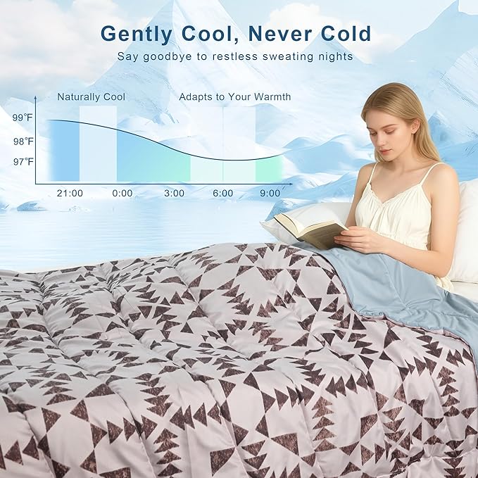 Cooling Comforter King Size, Cooling Blankets for Hot Sleepers, Breathable Lightweight Cold Blanket, Ultra Soft Thin Summer Bedding (Dusty Rose, King)