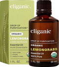 Cliganic Organic Lemongrass Essential Oil, 1oz - 100% Pure Natural Undiluted, for Aromatherapy Diffuser | Non-GMO Verified