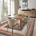 RUGSREAL 5x7 Bedroom Rug Braided Machine Washable Living Room Area Rug Modern Braid Printed Throw Carpet for Dining Room Non Slip Large Entry Area Rug Farmhouse Rug for Home Decor, Brown/Rust