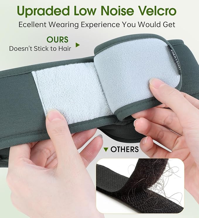 Bamboo Cotton Large Sleep Mask with Bluetooth Wireless Headphones - Blackout Eye Mask for Sleeping 3D Contoured Sleep Headband Ear Muffs Lengthen & Low Noise Hook for Better Experience (Grey)