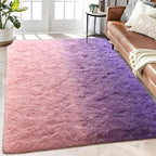Purple Pink Area Rugs 4x6 Feet Rug for Bedroom Living Room, Cute Indoor Gradient Carpets, Plush Soft Rug for Kids Room, Fluffy Rugs for Girls Boys Nursery Room Home Decor