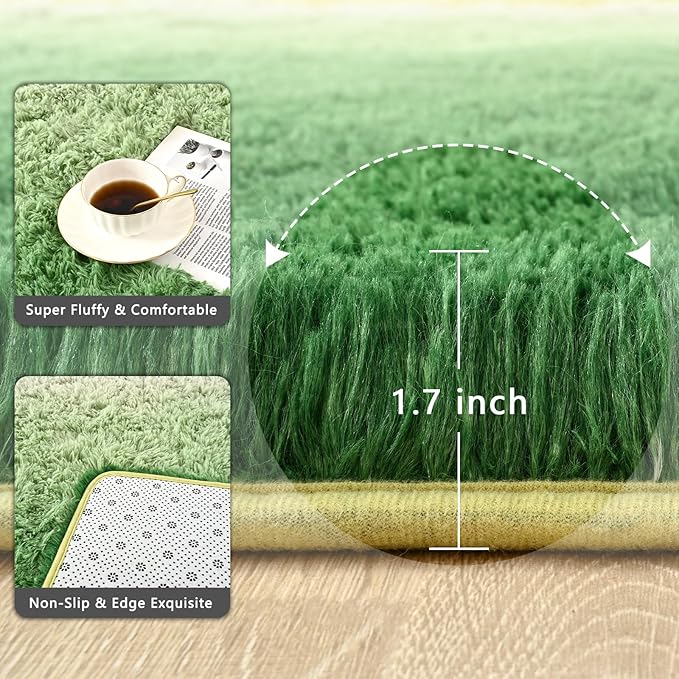 Yellow Green Area Rugs 4x6 Feet Rug for Bedroom Living Room, Cute Indoor Gradient Carpets, Plush Soft Rug for Kids Room, Fluffy Rugs for Girls Boys Nursery Room Home Decor