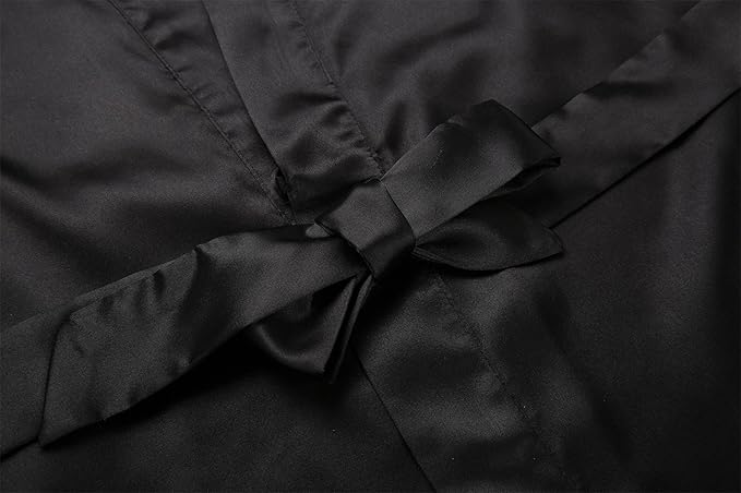 Women's Satin Kimono Robes Short Silky Bathrobe Solid Color/Floral Bridal Wedding Party