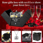 Lebana Preserved Black Real Rose with Heart I Love You Necklace -Mothers Day Gifts for Mom Her Wife Girlfriend Grandma on Valentines Mothers Day Christmas Birthday Anniversary Romantic-Black
