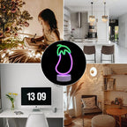 ENUOLI Eggplant Shaped Neon Sign,LED Eggplant Neon Sign for Bedroom Purple Eggplant Lights USB/Battery Operated Lamp Purple Room Decor Light Up for Games Room Living Room Party