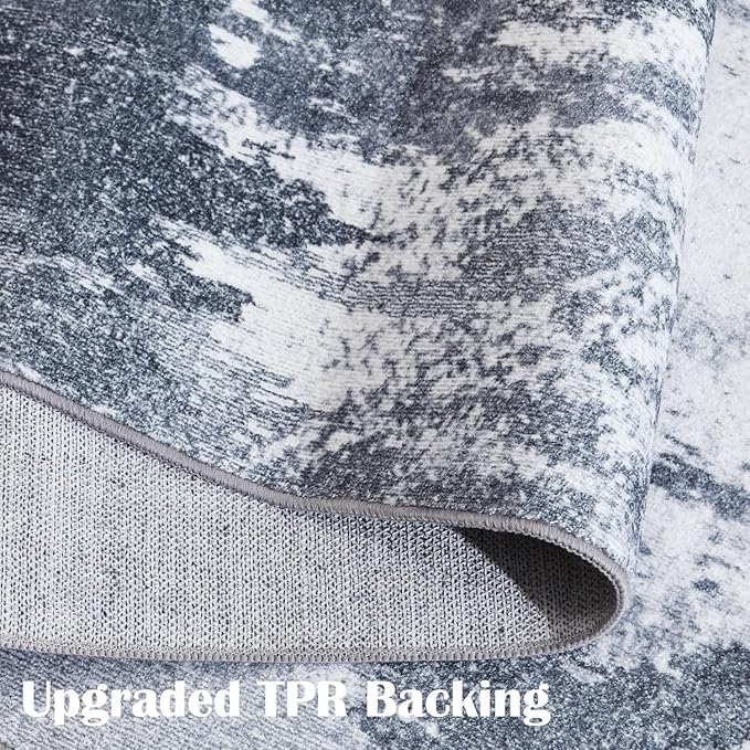 Area Rug 6x9 Washable Rugs Modern Abstract Area Rug Soft Non-Slip Non-Shedding Faux Wool Stain Resistant Floor Carpets for Living Room Bedroom Dining Room Kids Room Home Office (Grey)